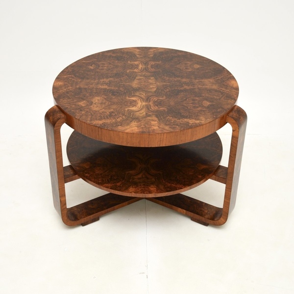 Large Burr Walnut Art Deco Coffee Table