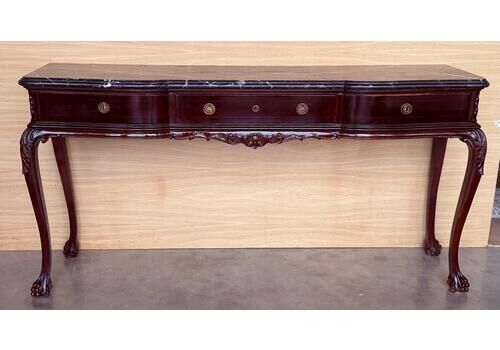 Regency Console Table With Three Drawers And Black Marble