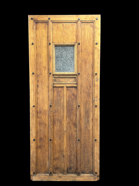 Solid Oak Front Door Antique Period Reclaimed Wooden Glazed Cast Iron Refurb
