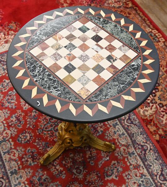 French Marble Chess Table Games Side Ormolu 1840
