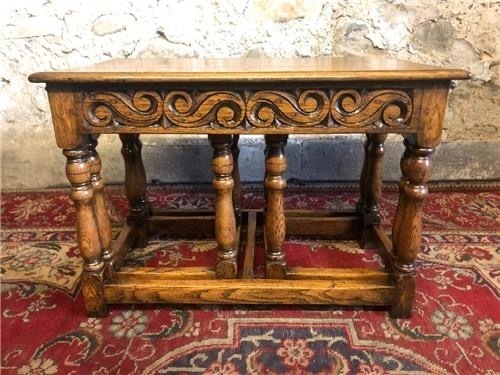 Vintage Solid Oak Nest Of Tables. 0198