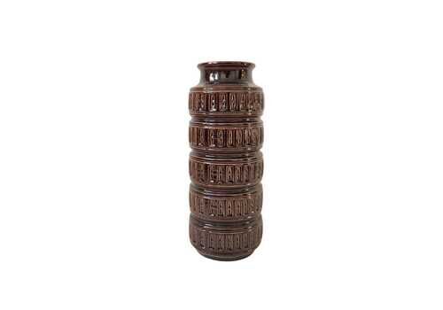 Vintage Mid Century Modern Scheurich Floor Vase 41 Cm Dark Brown Glaze 1970s West German Pottery
