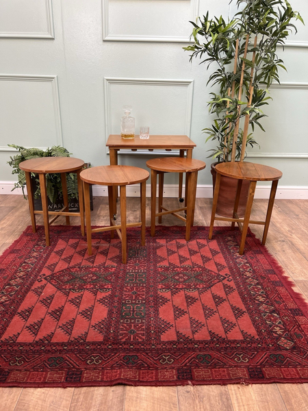 Mid Century Retro Teak Nest Of 5 Tables, Coffee Tables, Danish Style