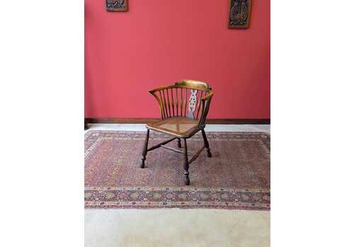Antique Edwardian Oak Low Back Windsor Chair By Robertson & Colman