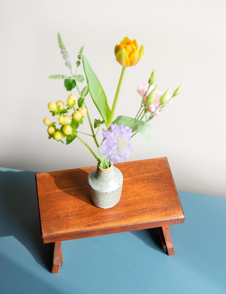 Small Antique Stool, Rustic Wooden Tabouret, Dark Brown Side Table, Old Rectangular Bench, Victorian Plant Stand, Milking Stool photo for sale
