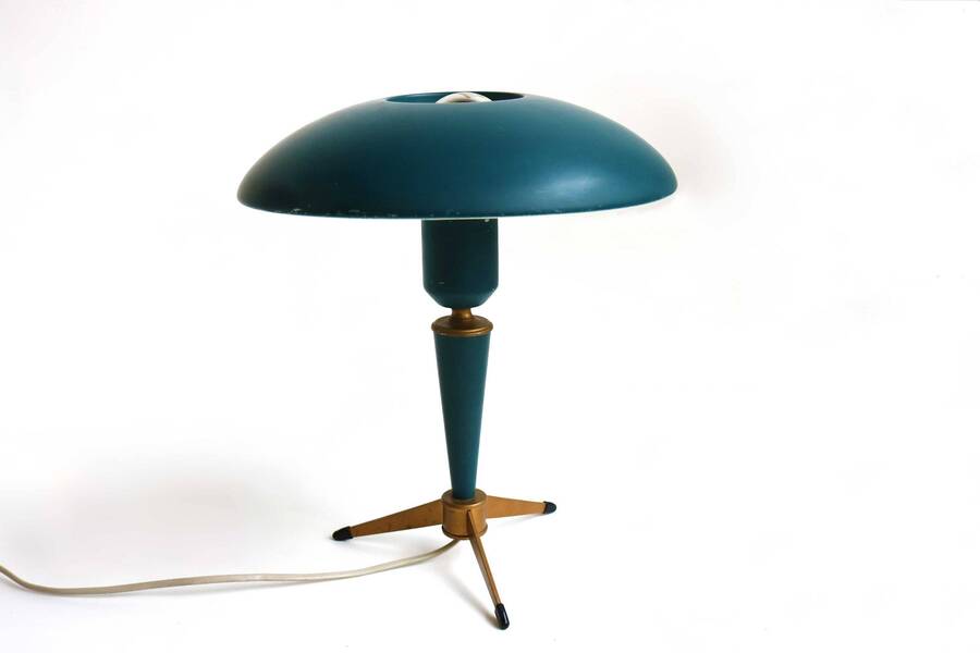 Mid Century Tripod Bijou Table Lamp By Louis Kalff For Philips 1950s Space Age Desk Ufo Lamp Dutch Design Vintage Retro Lightning 60s Design