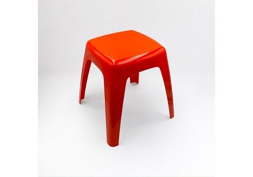 Space Age Stool Or Side Table In Vibrant Orange With Curved Shapes   1970s Bold Plastic Design By Flair