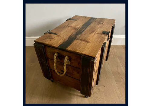 Vintage Wooden Box Storage Table