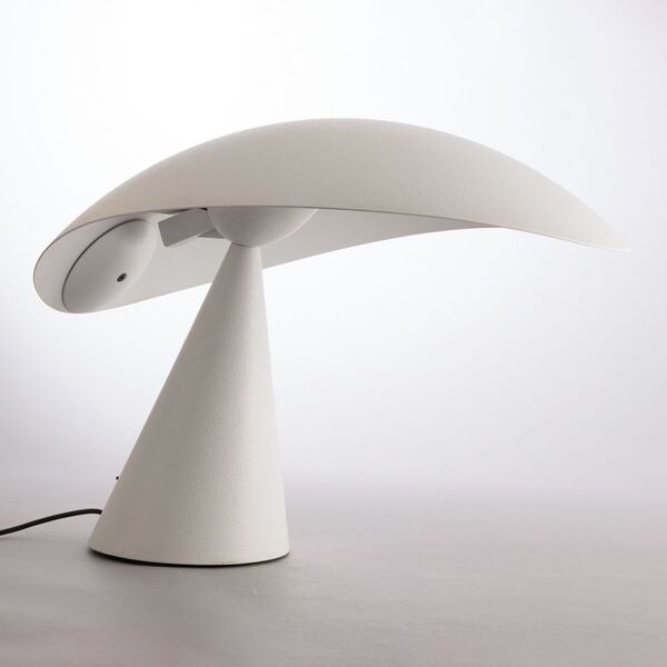 Lavinia Table Lamp With Tilting Shade In White Aluminium By Masayuki Kurokawa For Artemide 1988