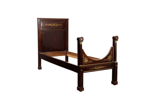 Antique Empire Bed Walnut Metal Italy XIX Century