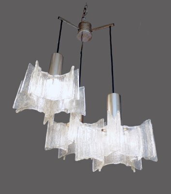 Frosted Murano Glass And Chrome Pendant Lamp From Kaiser Idell / Kaiser Leuchten, 1960s