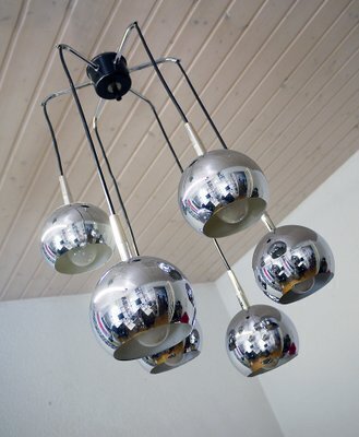 German Chrome Cascading Ceiling Lamp From Kaiser Idell / Kaiser Leuchten, 1970s