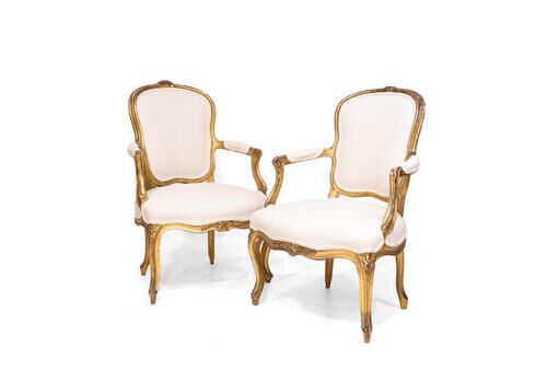 Pair Of Louis XV Giltwood Fauteuils