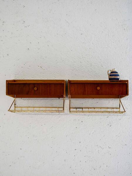 Pair Of Scandinavian Wall Nightstands From The 1950s