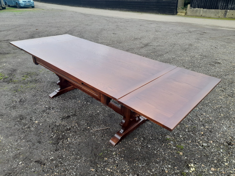 Massive Bevan Funnell Oak Extending  Refectory Table 9ft!!