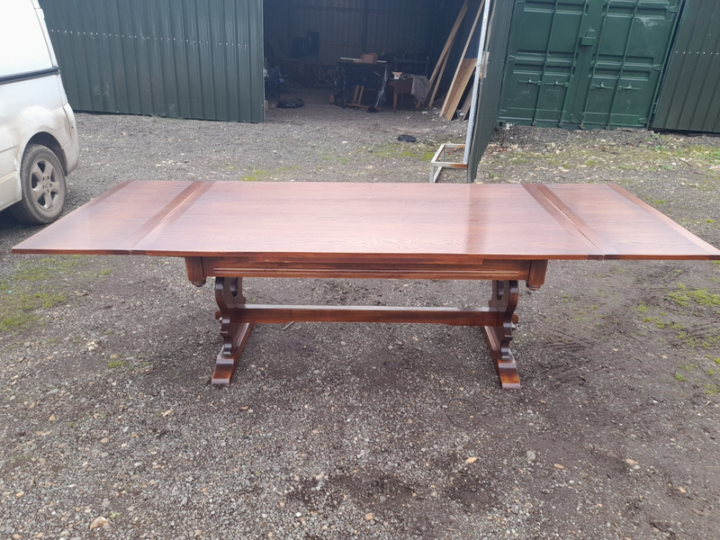 Massive Bevan Funnell Oak Extending  Refectory Table 9ft!! photo for sale