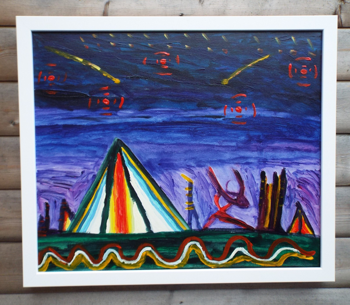 New Abstract Painting ' Parade From The Stars' Signed Framed Fraser J Lucas