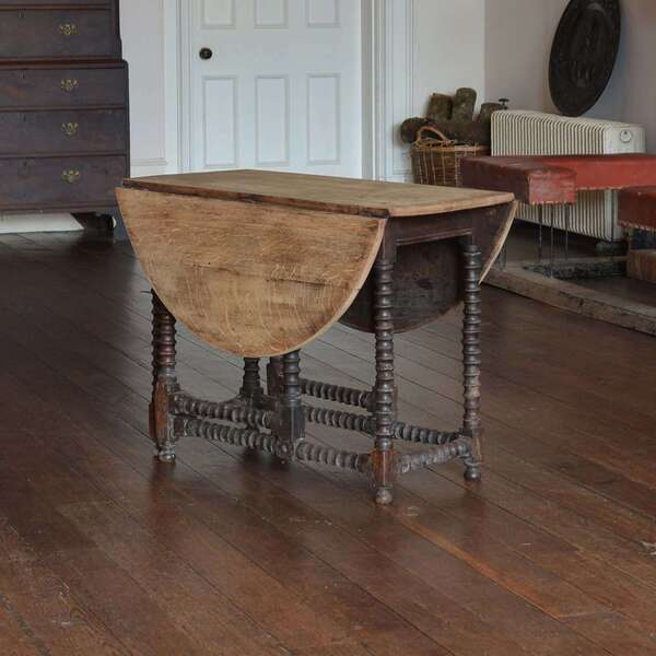 Oak Scrub Top Bobbin Gate Leg Table photo furniture