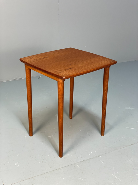 Vintage Danish Teak Side Table Solid Legs Retro Midcentury Eb8829 Mwoo
