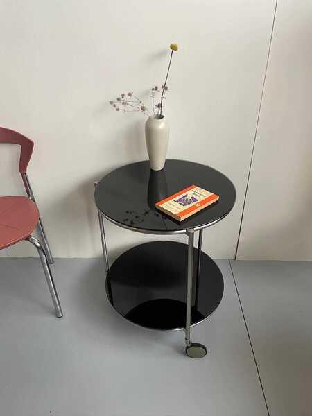 Vintage Ikea Strind Black Side Table Drinks Bar Trolley By Ehlen Johansson photo for sale