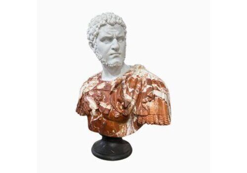 Two Tone 20th Century Hadrian Roman Emperor Marble Bust Sculpture