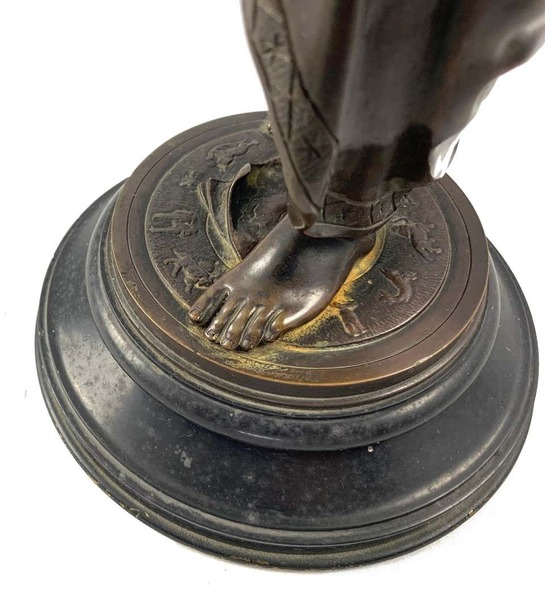 19th Century Bronze Of A Women Draped In Robes On A Circular Zodiac Base photo furniture