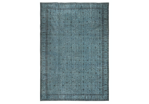 9.2x13.2 Ft Modern Floral Patterned Area Rug In Blue, Hand Knotted In Turkey