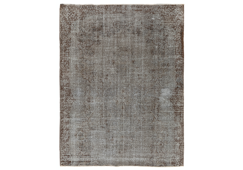 6.3x8.2 Ft Mid Century Area Rug Overdyed In Gray, Handknotted In Turkey