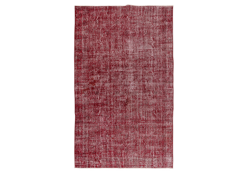 5.3x8.6 Ft Handmade Midcentury Turkish Rug Over Dyed In Red For Modern Interiors