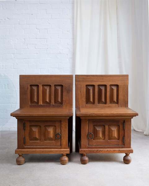 Solid Oak Brutalist Bedside Tables