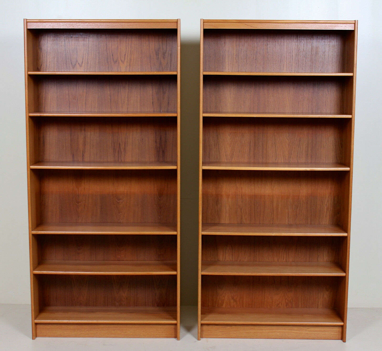 2 Danish Teak Bookshelves Pair Bookcases 1960s 70s Retro Vintage