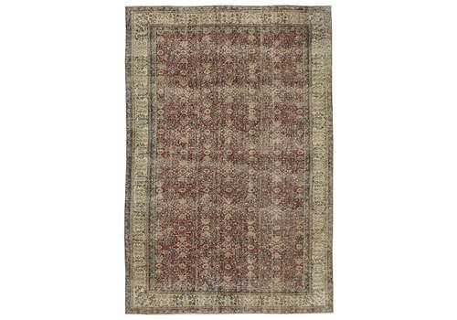 Handmade Beige Turkish Vintage Area Rug 204 Cm X 304 Cm