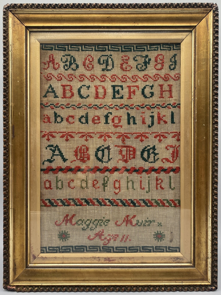 C. 1880 Victorian Scottish Sampler Maggie Muir Aged 11 Needlework Stitch Error