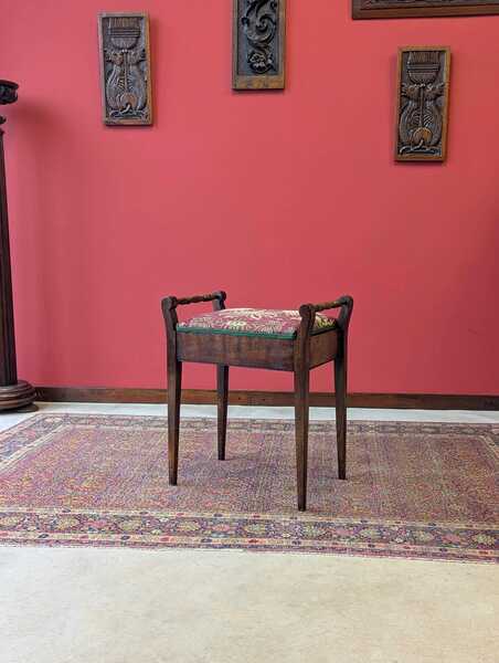 Antique Edwardian Mahogany Piano Stool With Storage C.1910