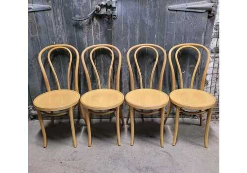 Four Fameg Antique Vintage Thonet Style Bentwood Bistro Dining Chairs