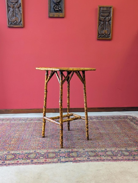 Antique Aesthetic Movement Bamboo Side Table With Lacquered Top C.1880 photo furniture