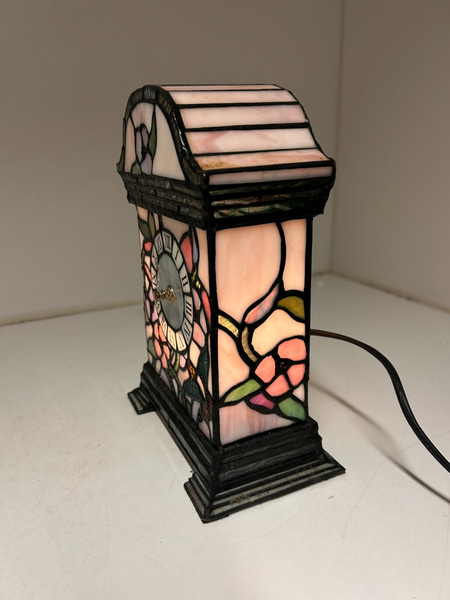 Tiffany Style Clock Lamp Height 26.5cm Width 18cm Depth 11cm photo for sale