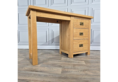 Rustic Solid Wooden Oak Dressing Table Pedestal Writing Office Desk Drawers