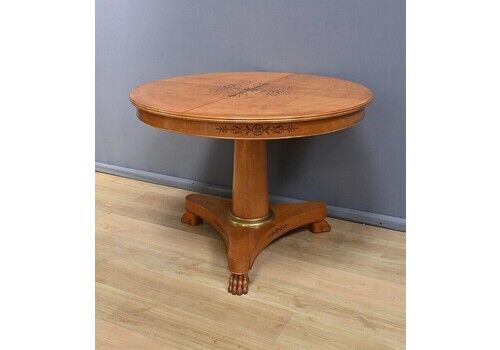 Round Extendable Table In Speckled Maple, Charles X Style – 1940
