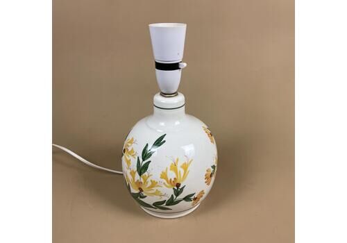 Vintage Ceramic Lamp Floral White Yellow Green Round Ball Bedside Table Light Desk Lamp Retro Small Handmade