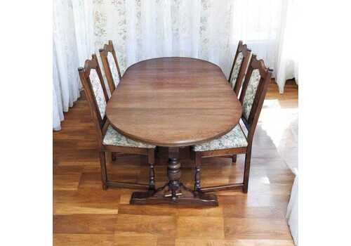 Vintage Old Charm Large Oak Extending Draw Leaf Dining Table 1970s / Seats 6 8
