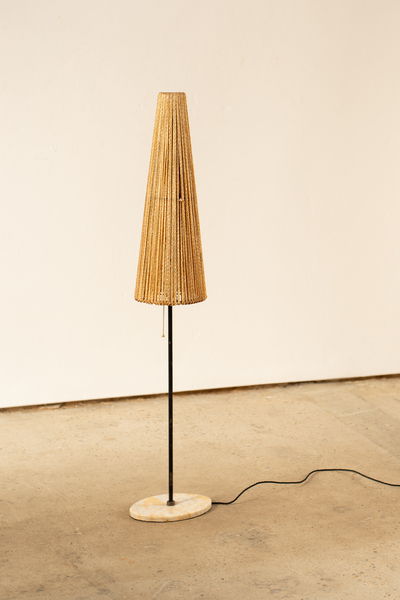 Italian Marble And Metal Table Lamp With Cord Shade C1950