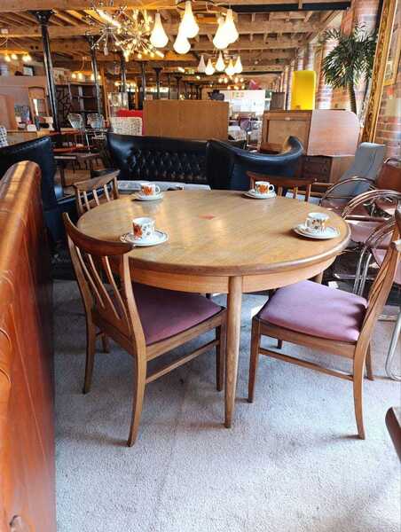 Mid Century G Plan Fresco Extending Dining Set With Six Brasilia Chairs (Customised New Seat Covers)