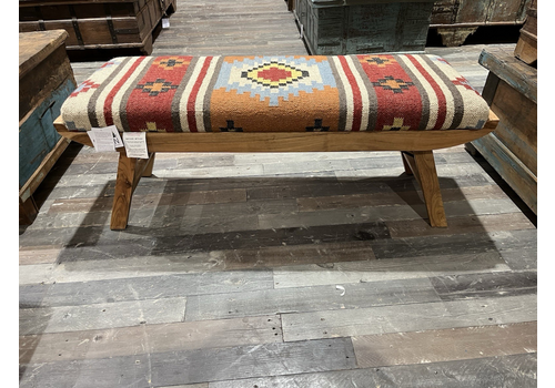 Kilim Kelem Flat Weave Wooden Upholstered Folding Bench Hallway Window Seat