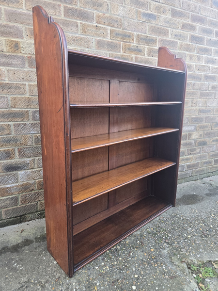 Antique Edwardian Scroll Bookcase Mahogany Open Adjustable Library Shelving