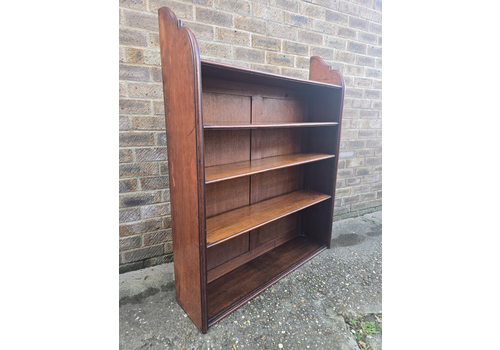 Antique Edwardian Scroll Bookcase Mahogany Open Adjustable Library Shelving