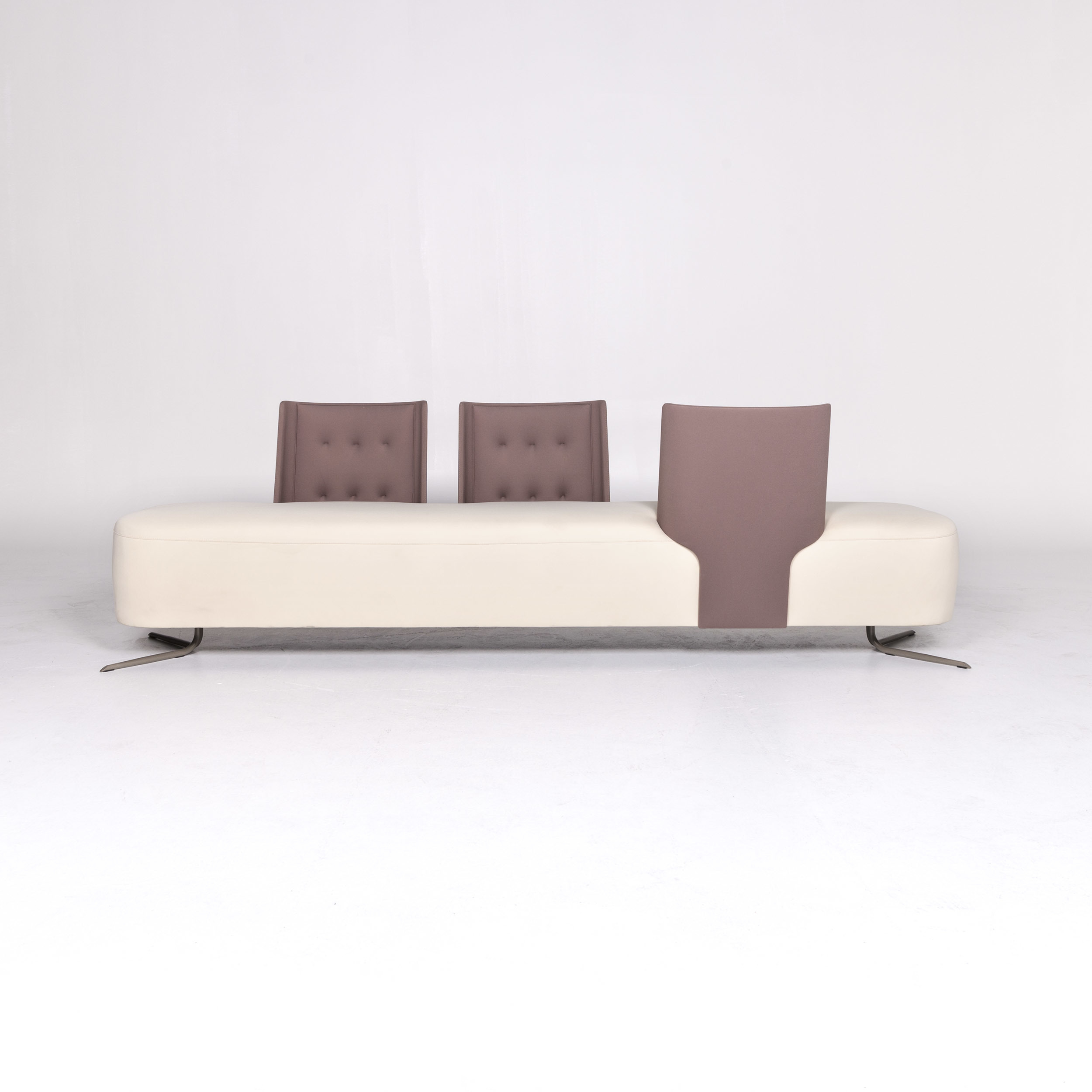 Estel Designer Fabric Sofa Cream Jorge Pensi Three Seater Couch 8734