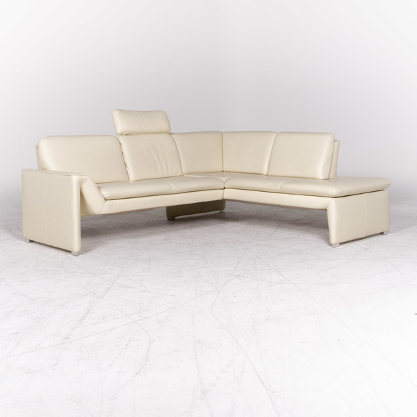 Laauser Corvus Designer Leather Corner Sofa Cream Genuine Couch 8746