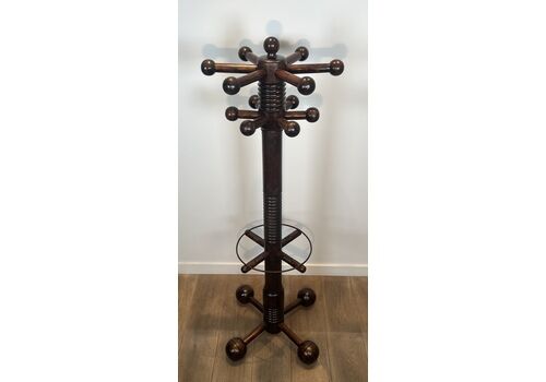 Brutalist Coat Rack In Carved Oak By Charles Dudouyt
