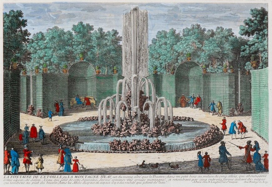 Nicolas Langlois, 'La Fontaine De L'étoile', Coloured Etching On Paper, Early 18th Century photo furniture